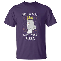 Just A Girl Who Loves Pizza T Shirt Cute Queen Pizza Crown - Wonder Print Shop