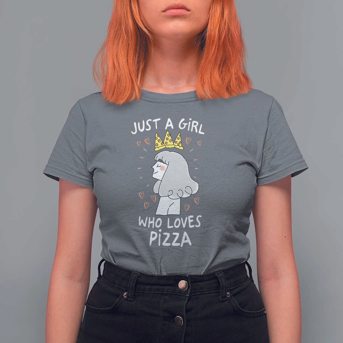 Just A Girl Who Loves Pizza T Shirt For Women Cute Queen Pizza Crown - Wonder Print Shop
