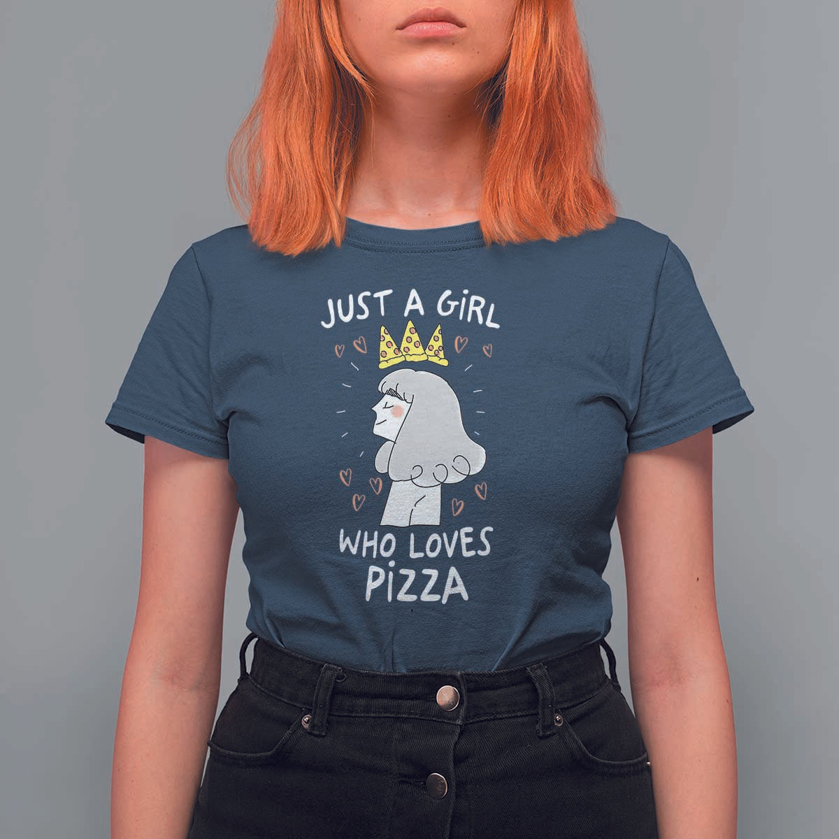 Just A Girl Who Loves Pizza T Shirt For Women Cute Queen Pizza Crown - Wonder Print Shop