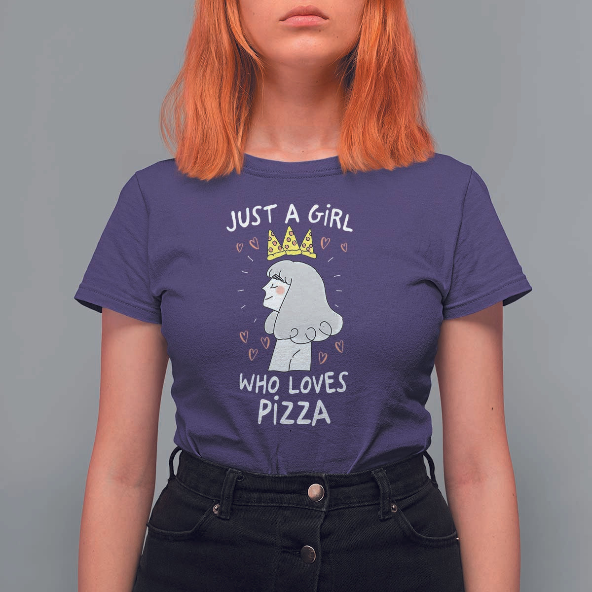 Just A Girl Who Loves Pizza T Shirt For Women Cute Queen Pizza Crown - Wonder Print Shop