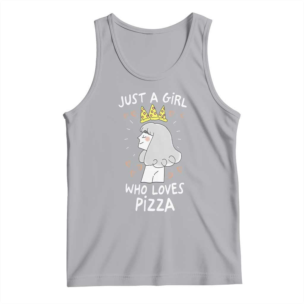 Just A Girl Who Loves Pizza Tank Top Cute Queen Pizza Crown - Wonder Print Shop