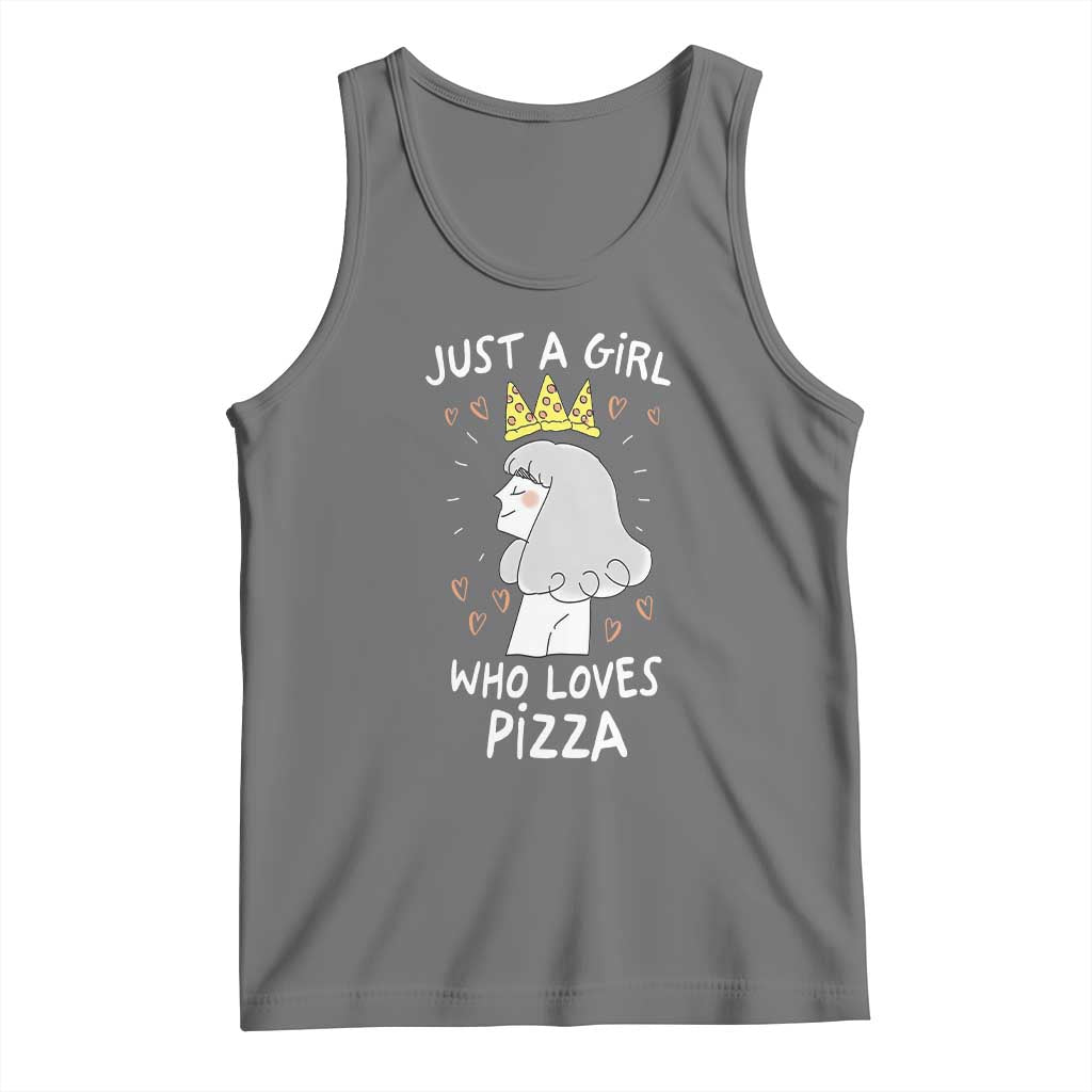 Just A Girl Who Loves Pizza Tank Top Cute Queen Pizza Crown - Wonder Print Shop