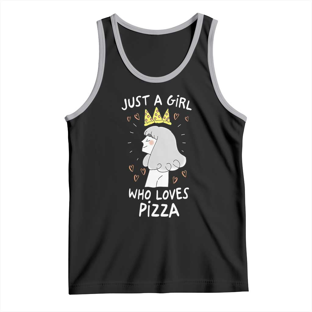 Just A Girl Who Loves Pizza Tank Top Cute Queen Pizza Crown - Wonder Print Shop