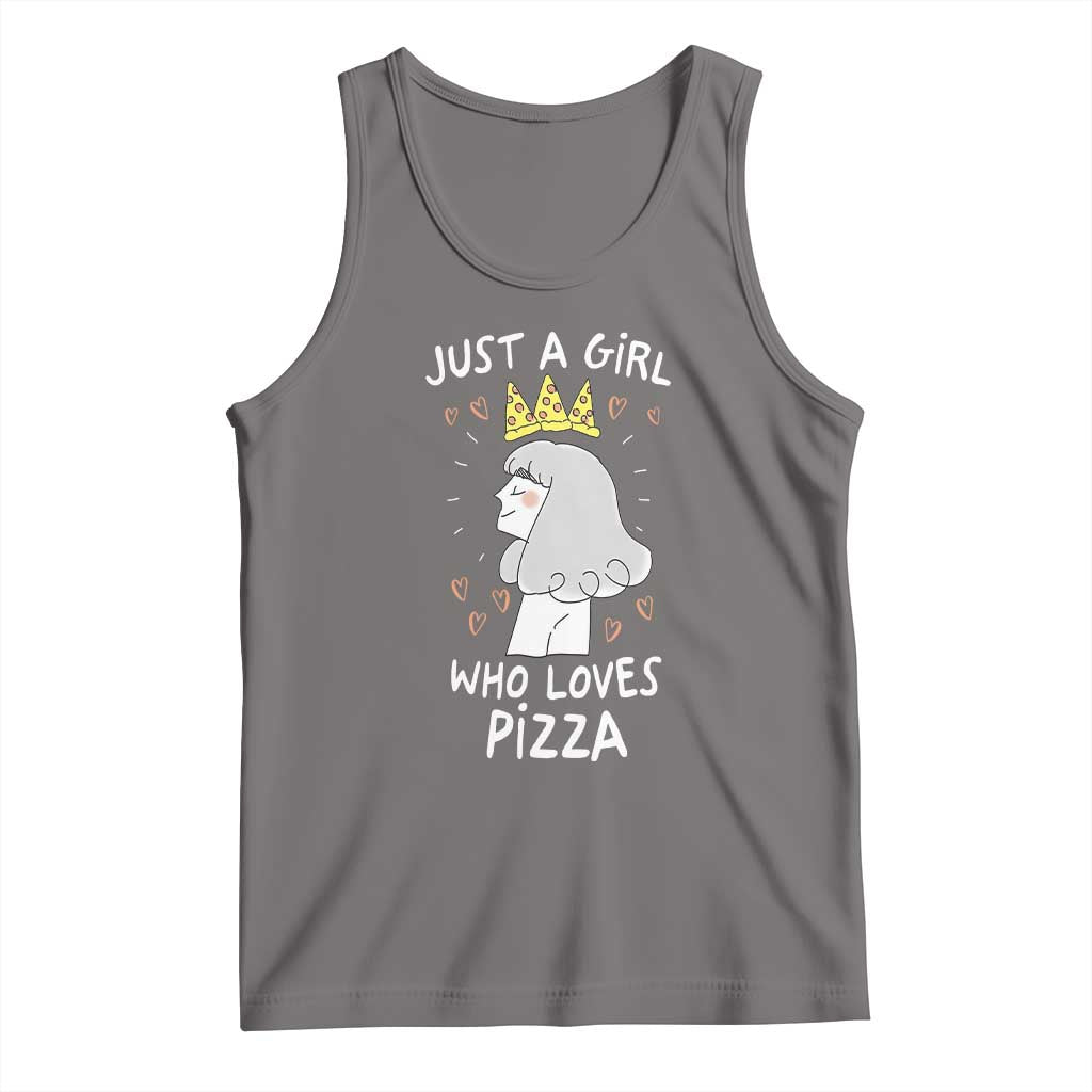 Just A Girl Who Loves Pizza Tank Top Cute Queen Pizza Crown - Wonder Print Shop