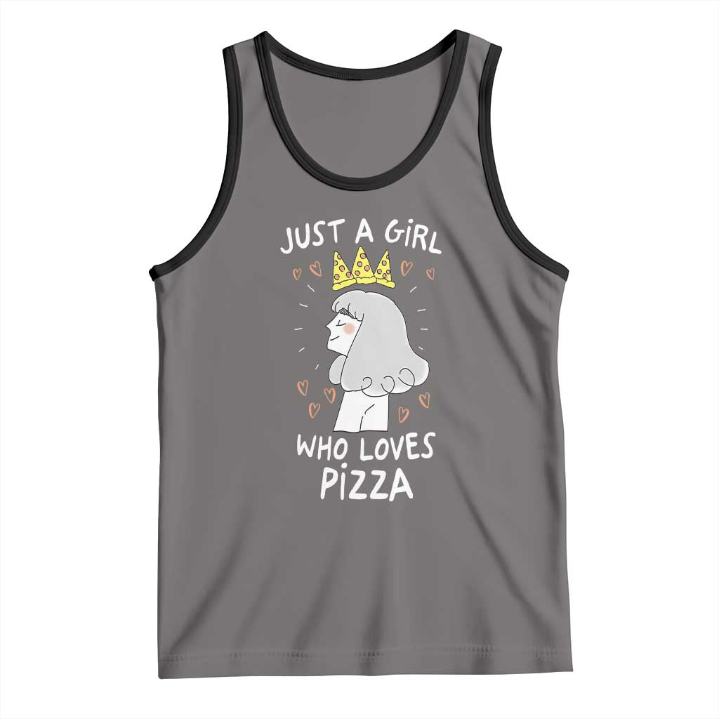 Just A Girl Who Loves Pizza Tank Top Cute Queen Pizza Crown - Wonder Print Shop