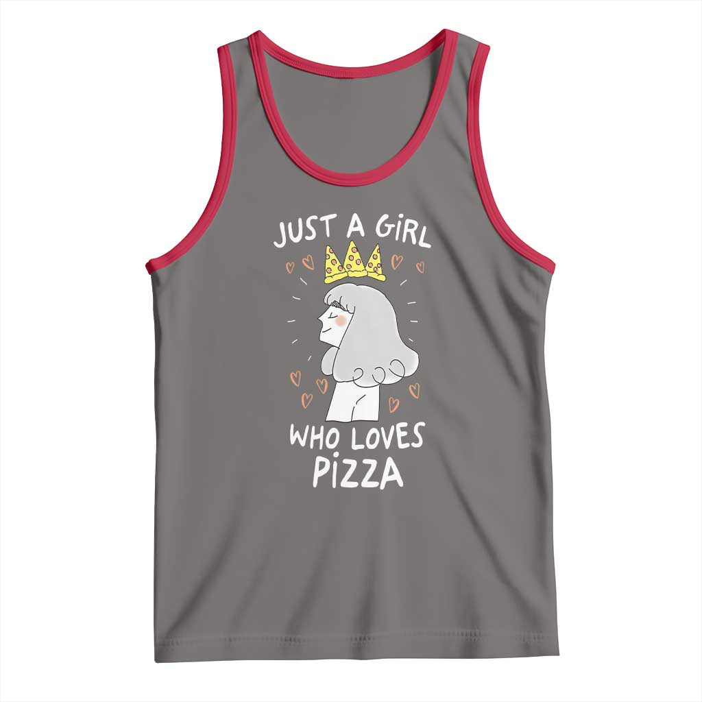 Just A Girl Who Loves Pizza Tank Top Cute Queen Pizza Crown - Wonder Print Shop