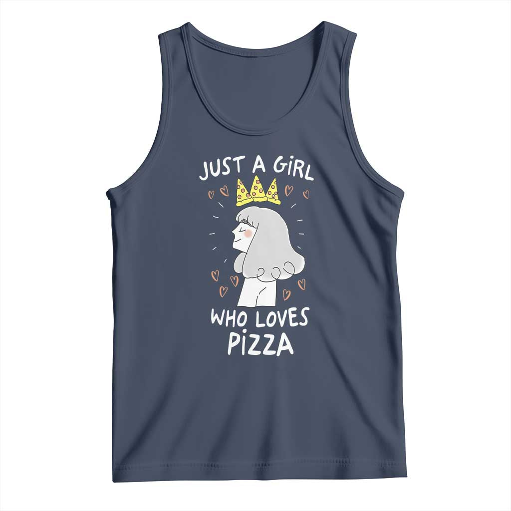 Just A Girl Who Loves Pizza Tank Top Cute Queen Pizza Crown - Wonder Print Shop