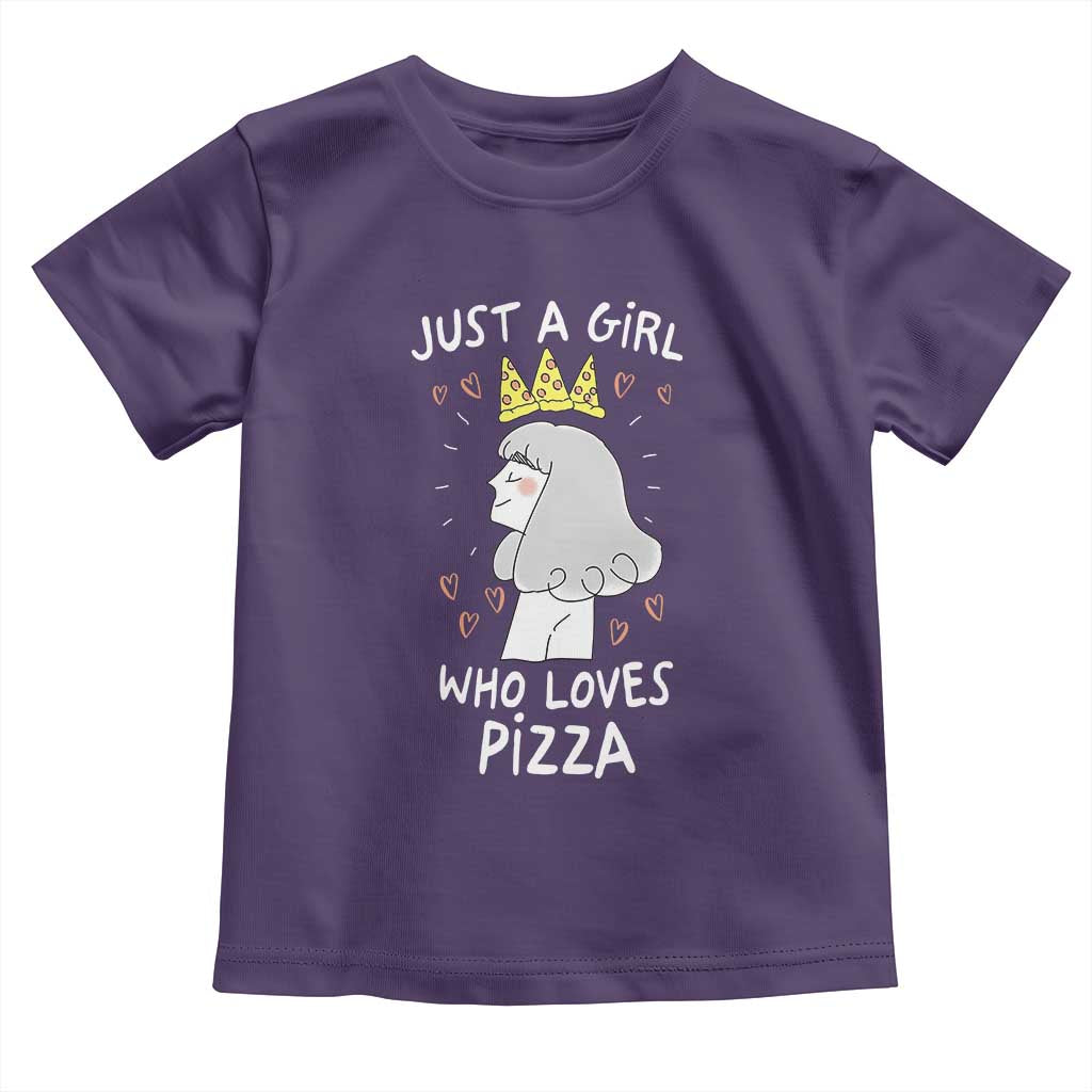 Just A Girl Who Loves Pizza Toddler T Shirt Cute Queen Pizza Crown - Wonder Print Shop
