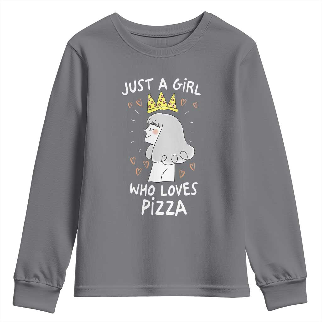 Just A Girl Who Loves Pizza Youth Sweatshirt Cute Queen Pizza Crown - Wonder Print Shop
