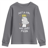 Just A Girl Who Loves Pizza Youth Sweatshirt Cute Queen Pizza Crown - Wonder Print Shop