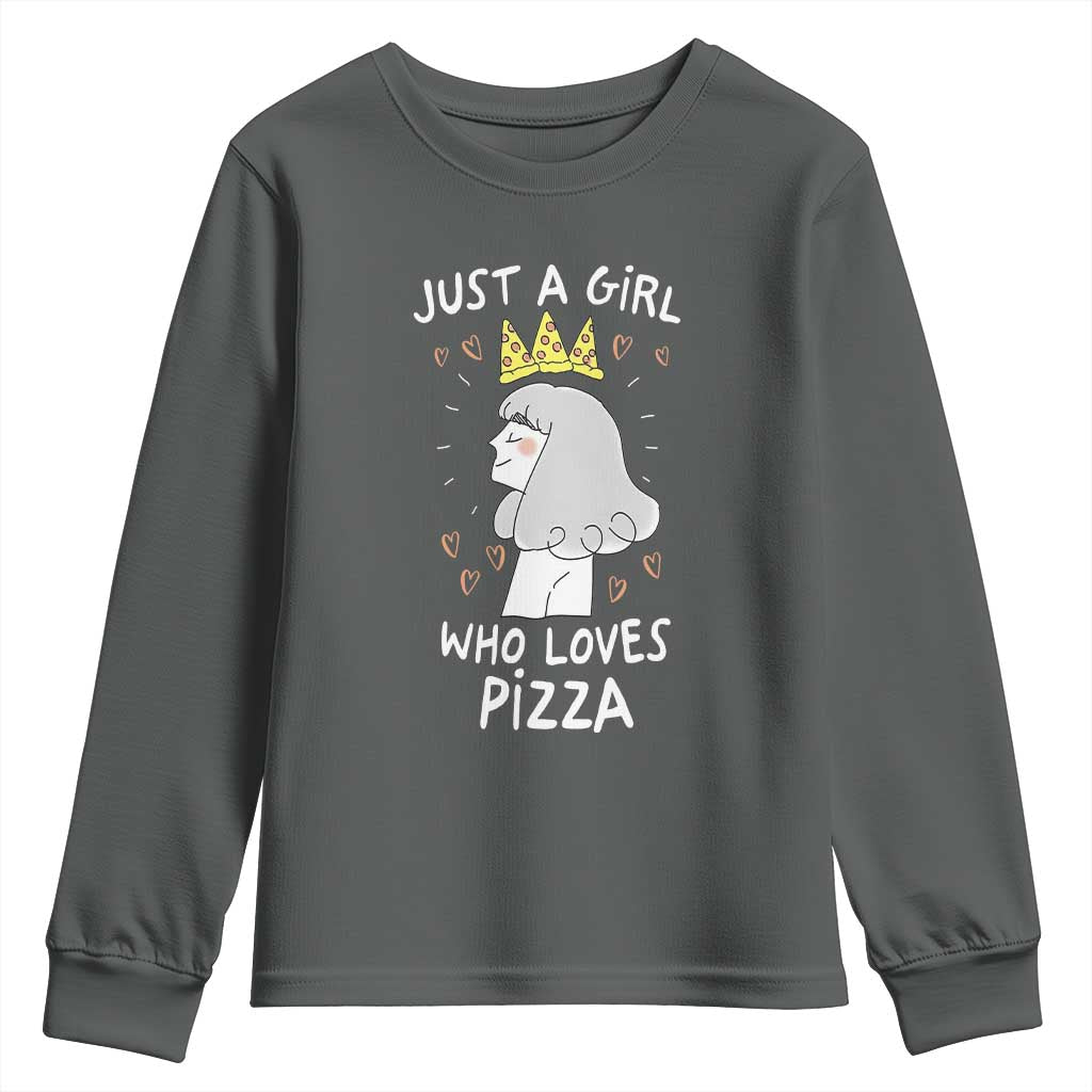 Just A Girl Who Loves Pizza Youth Sweatshirt Cute Queen Pizza Crown - Wonder Print Shop