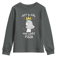 Just A Girl Who Loves Pizza Youth Sweatshirt Cute Queen Pizza Crown - Wonder Print Shop