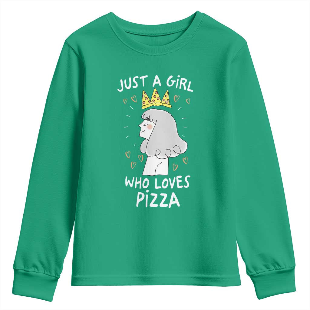 Just A Girl Who Loves Pizza Youth Sweatshirt Cute Queen Pizza Crown - Wonder Print Shop
