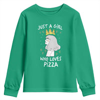Just A Girl Who Loves Pizza Youth Sweatshirt Cute Queen Pizza Crown - Wonder Print Shop
