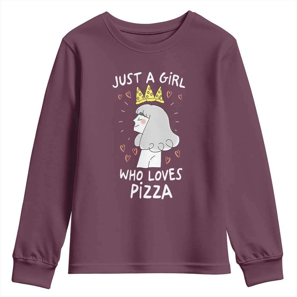 Just A Girl Who Loves Pizza Youth Sweatshirt Cute Queen Pizza Crown - Wonder Print Shop