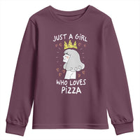 Just A Girl Who Loves Pizza Youth Sweatshirt Cute Queen Pizza Crown - Wonder Print Shop