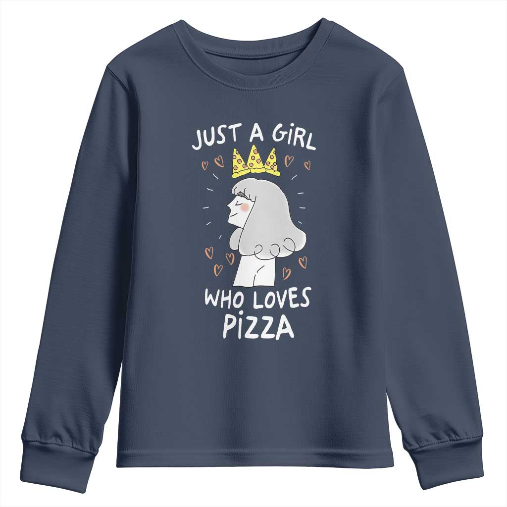 Just A Girl Who Loves Pizza Youth Sweatshirt Cute Queen Pizza Crown - Wonder Print Shop