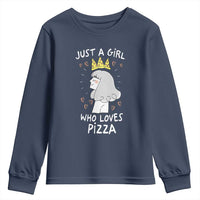 Just A Girl Who Loves Pizza Youth Sweatshirt Cute Queen Pizza Crown - Wonder Print Shop