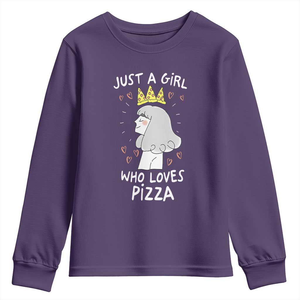 Just A Girl Who Loves Pizza Youth Sweatshirt Cute Queen Pizza Crown - Wonder Print Shop