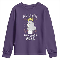 Just A Girl Who Loves Pizza Youth Sweatshirt Cute Queen Pizza Crown - Wonder Print Shop