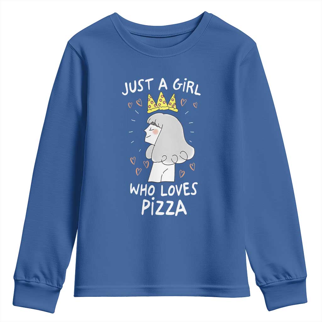 Just A Girl Who Loves Pizza Youth Sweatshirt Cute Queen Pizza Crown - Wonder Print Shop