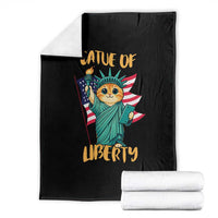 Cat Statue Of Liberty Throw Blanket Patriotic American Flag - Wonder Print Shop