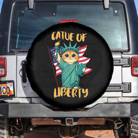 Cat Statue Of Liberty Spare Tire Cover Patriotic American Flag - Wonder Print Shop