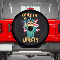 Cat Statue Of Liberty Spare Tire Cover Patriotic American Flag - Wonder Print Shop