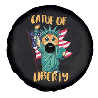 Cat Statue Of Liberty Spare Tire Cover Patriotic American Flag - Wonder Print Shop