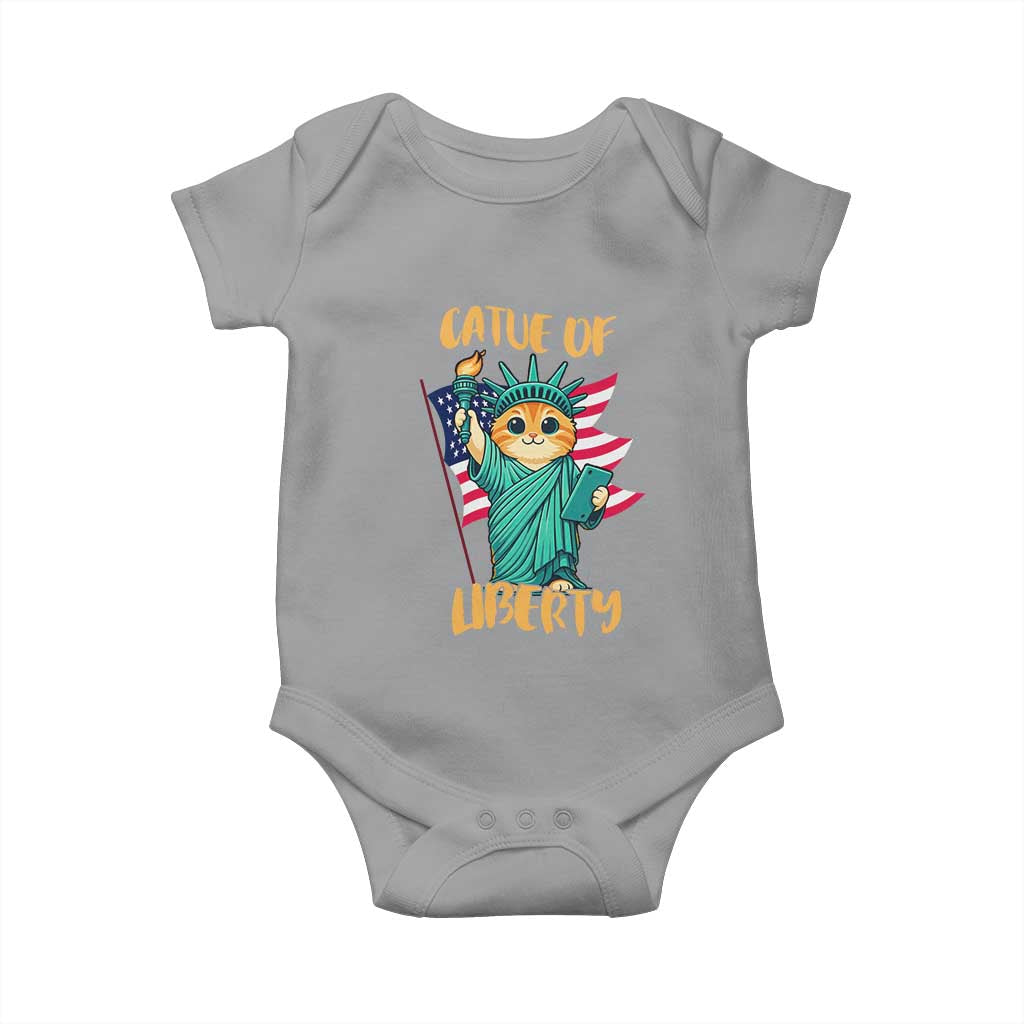 Cat Statue Of Liberty Baby Onesie Patriotic American Flag - Wonder Print Shop