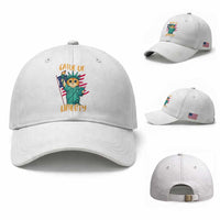 Cat Statue Of Liberty Baseball Cap Patriotic American Flag
