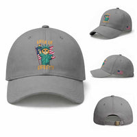 Cat Statue Of Liberty Baseball Cap Patriotic American Flag