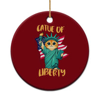 Cat Statue Of Liberty Ceramic Ornament Patriotic American Flag - Wonder Print Shop