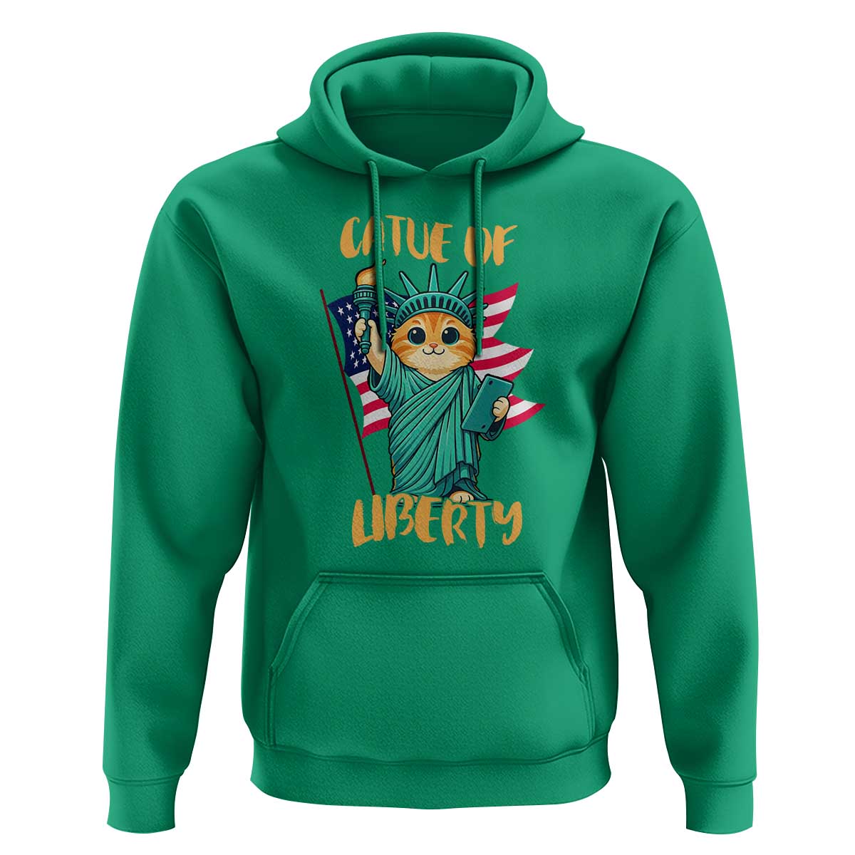 Cat Statue Of Liberty Hoodie Patriotic American Flag - Wonder Print Shop
