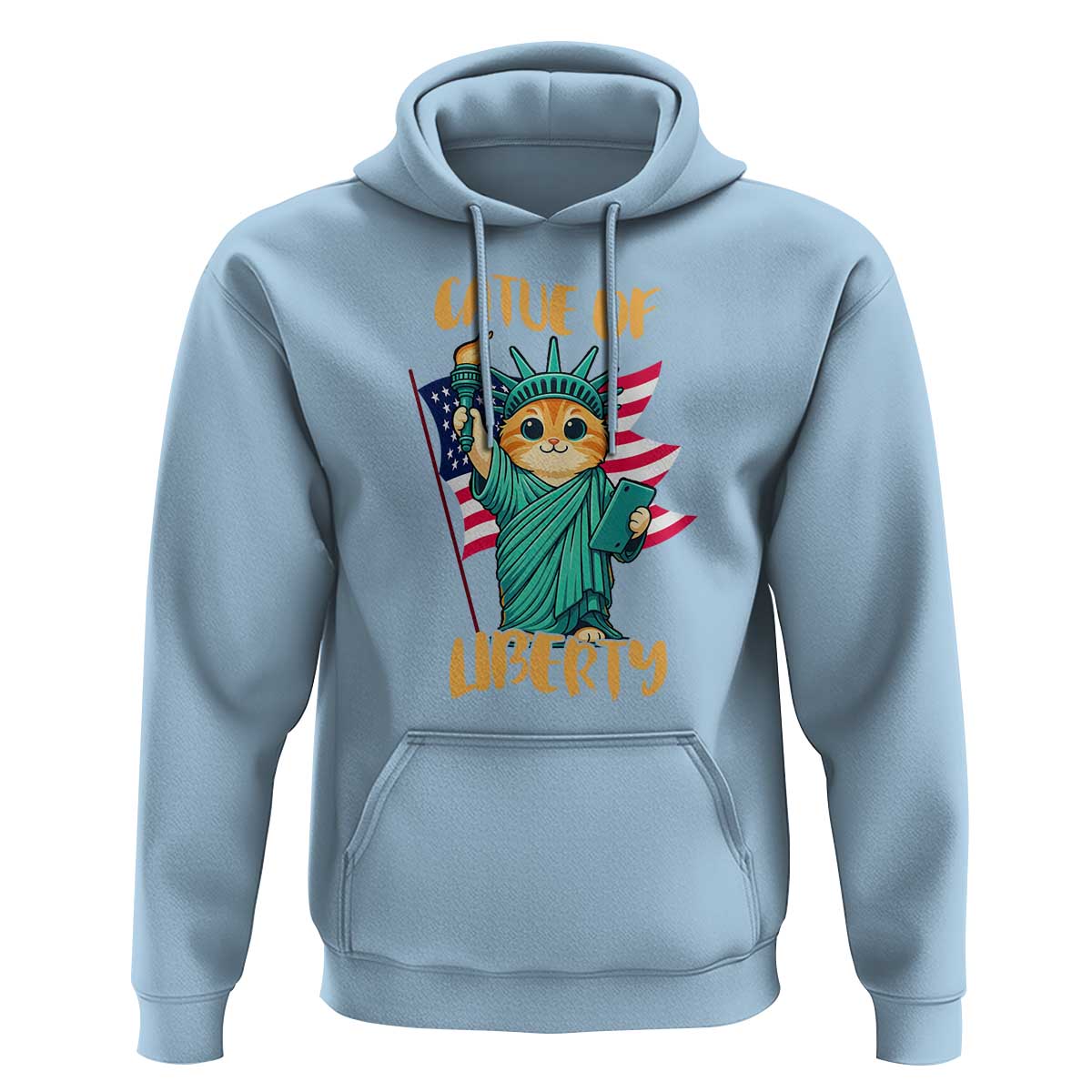 Cat Statue Of Liberty Hoodie Patriotic American Flag - Wonder Print Shop