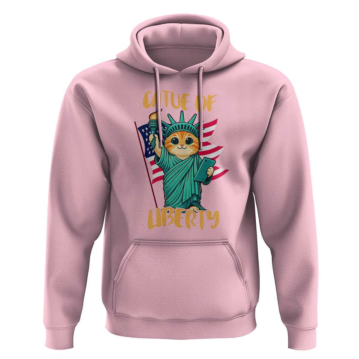 Cat Statue Of Liberty Hoodie Patriotic American Flag - Wonder Print Shop