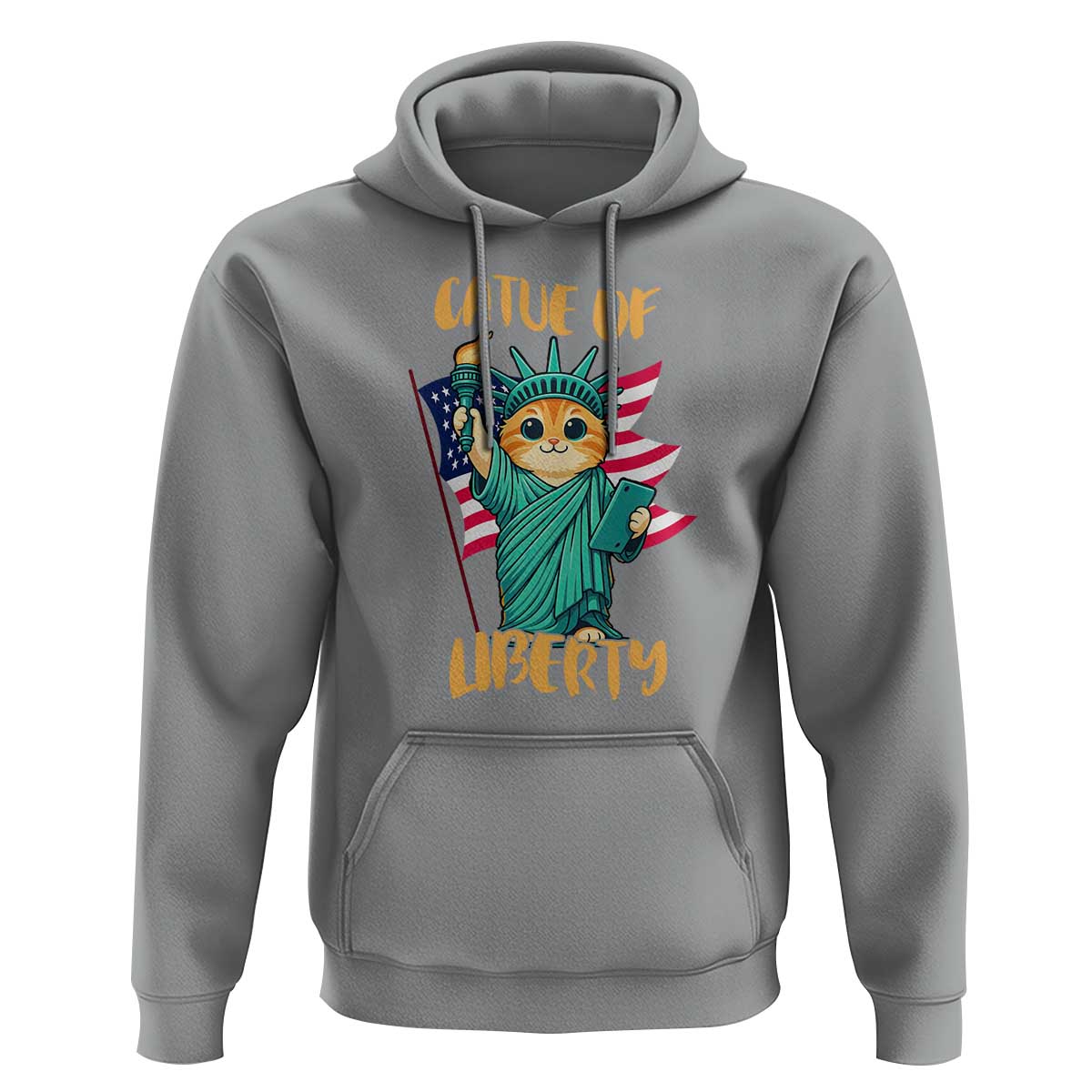 Cat Statue Of Liberty Hoodie Patriotic American Flag - Wonder Print Shop