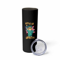 Cat Statue Of Liberty Skinny Tumbler Patriotic American Flag