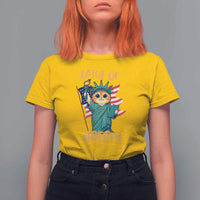 Cat Statue Of Liberty T Shirt For Women Patriotic American Flag - Wonder Print Shop