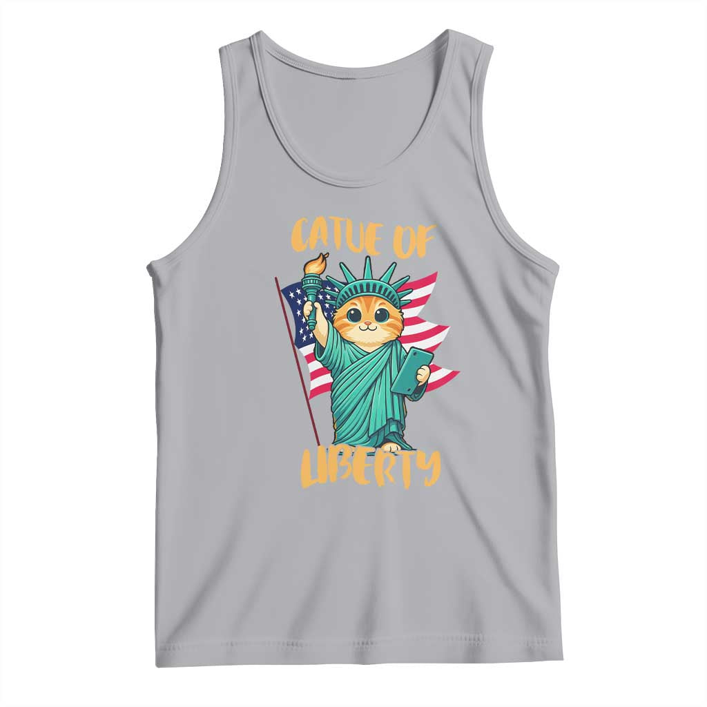 Cat Statue Of Liberty Tank Top Patriotic American Flag - Wonder Print Shop