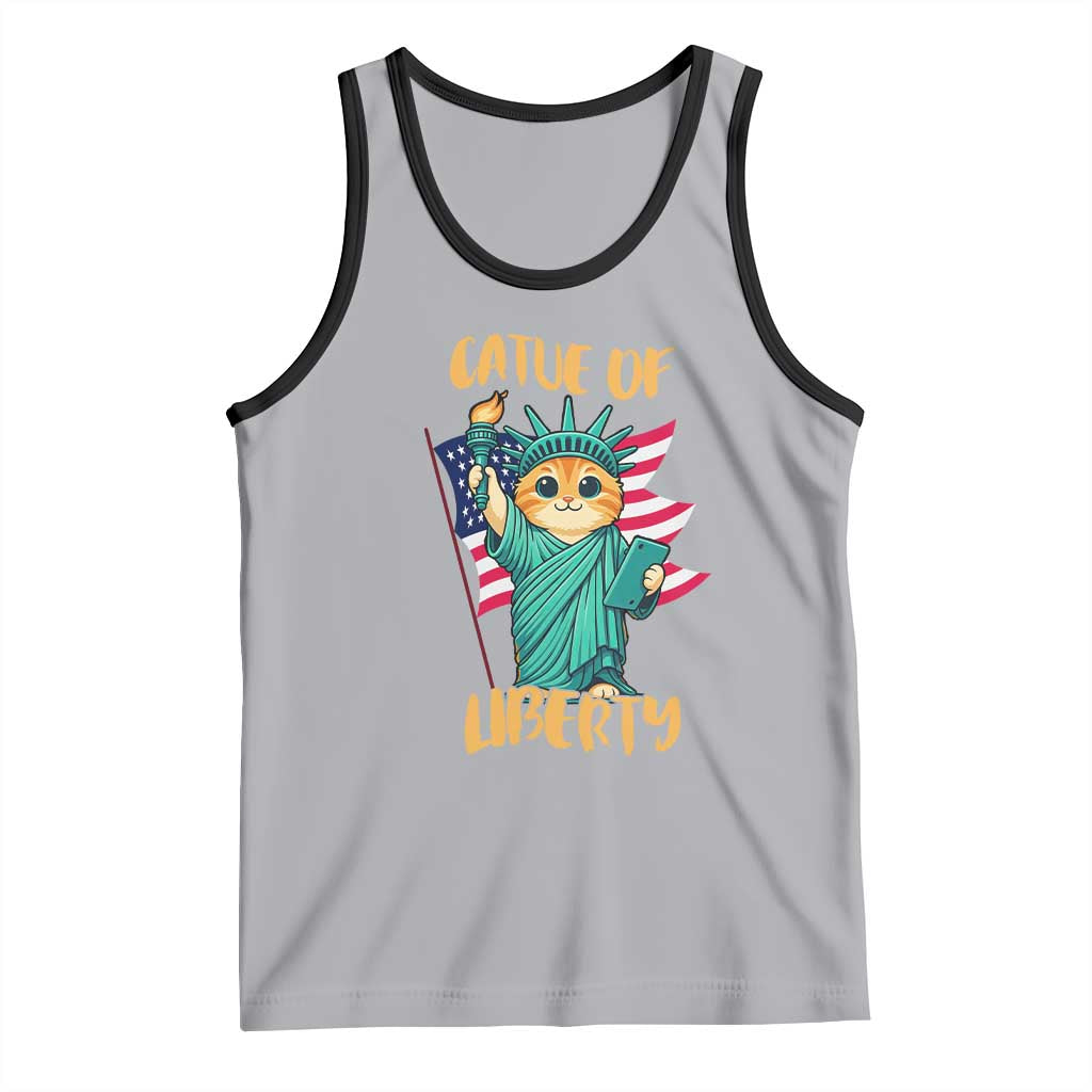 Cat Statue Of Liberty Tank Top Patriotic American Flag - Wonder Print Shop