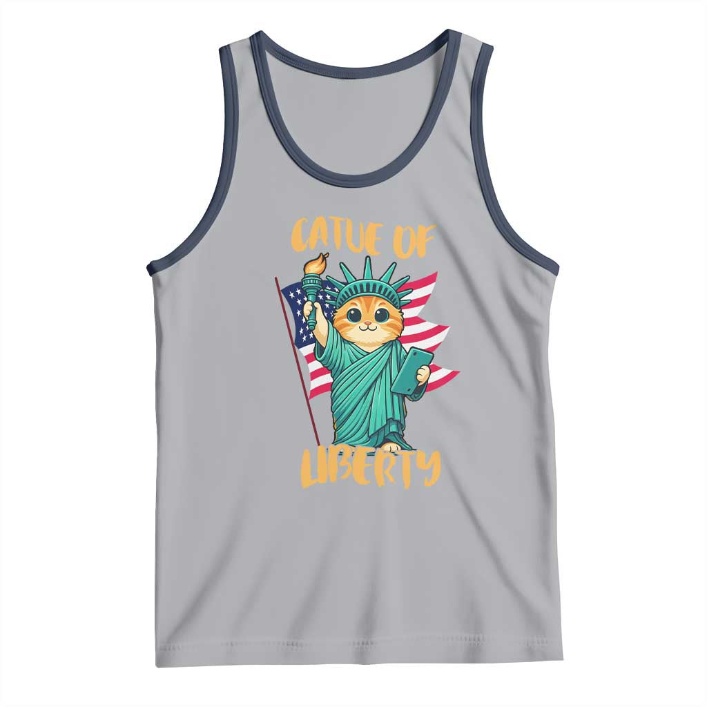 Cat Statue Of Liberty Tank Top Patriotic American Flag - Wonder Print Shop