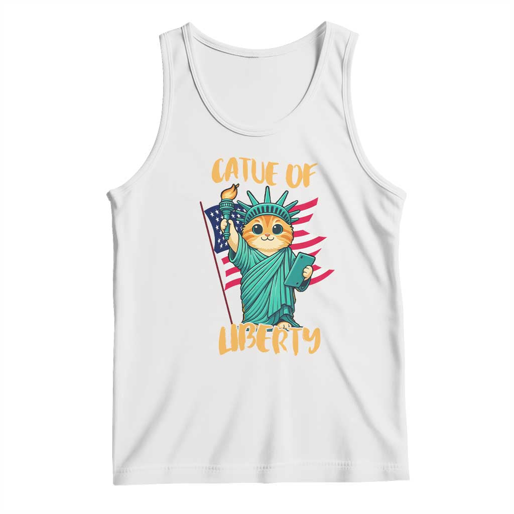 Cat Statue Of Liberty Tank Top Patriotic American Flag - Wonder Print Shop