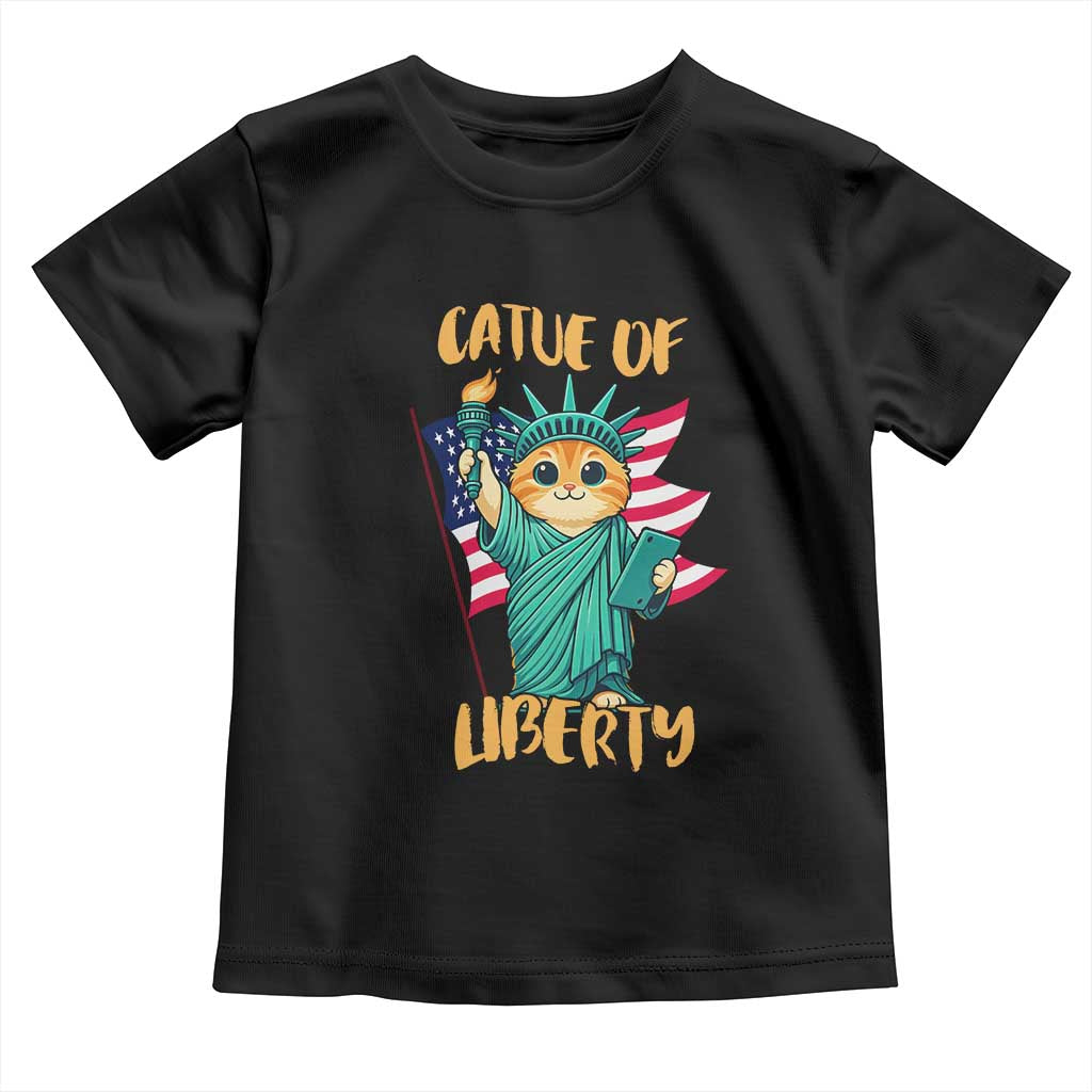 Cat Statue Of Liberty Toddler T Shirt Patriotic American Flag - Wonder Print Shop