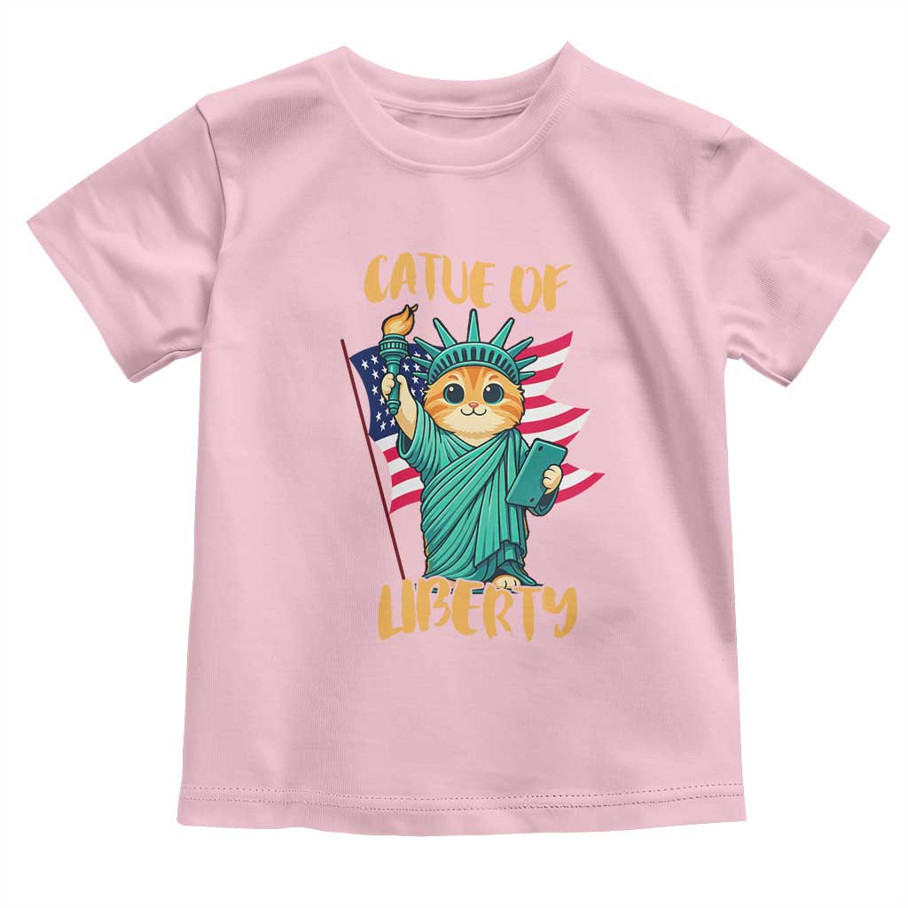 Cat Statue Of Liberty Toddler T Shirt Patriotic American Flag - Wonder Print Shop