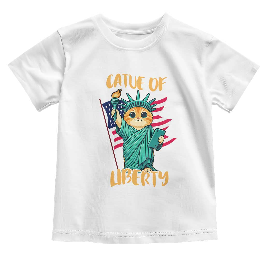 Cat Statue Of Liberty Toddler T Shirt Patriotic American Flag - Wonder Print Shop