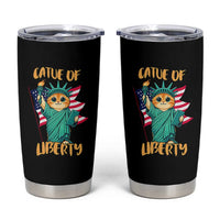 Cat Statue Of Liberty Tumbler Cup Patriotic American Flag