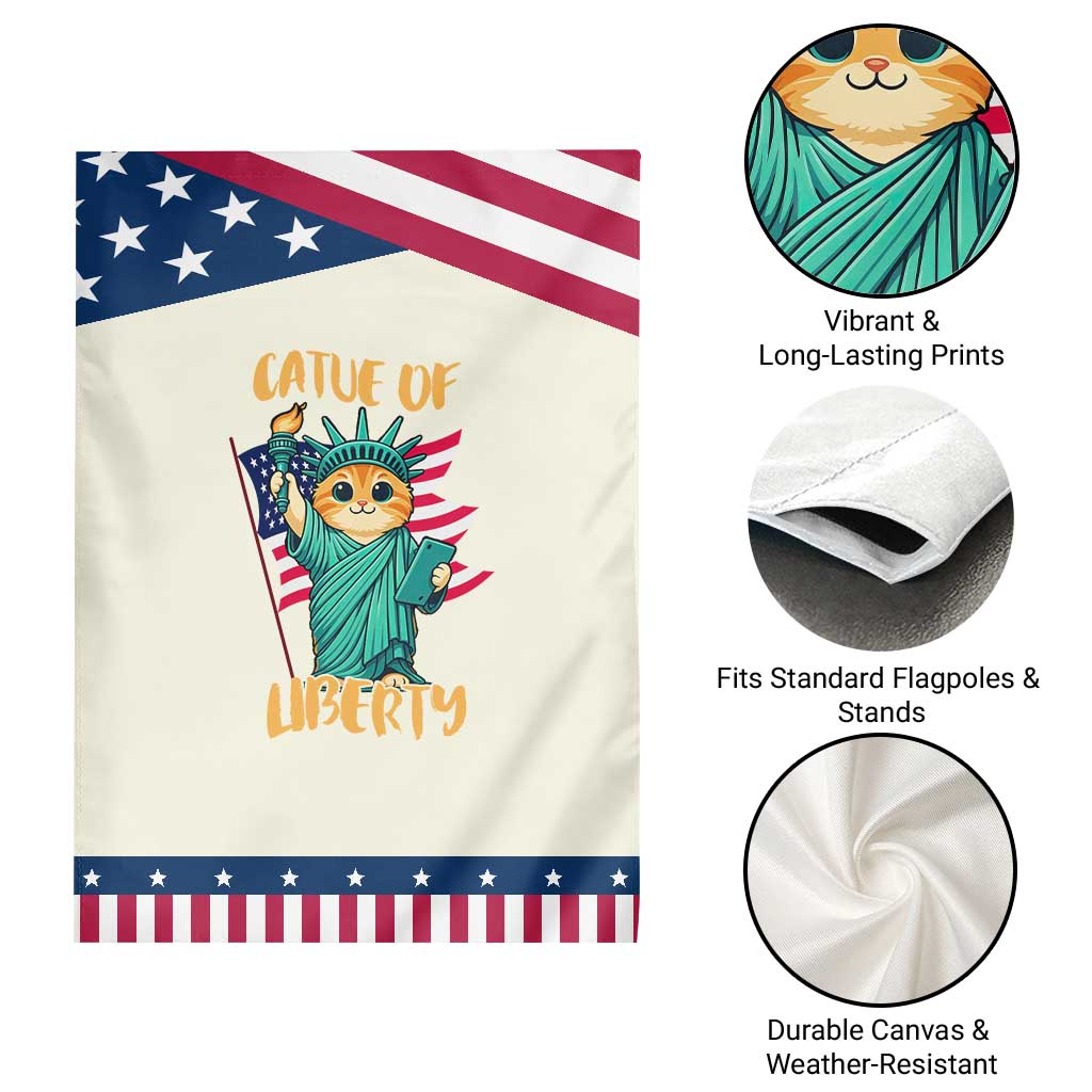 Cat Statue Of Liberty Garden Flag Patriotic American Flag