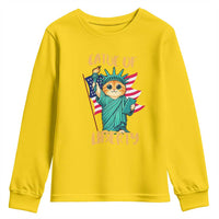Cat Statue Of Liberty Youth Sweatshirt Patriotic American Flag - Wonder Print Shop