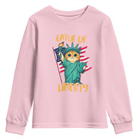 Cat Statue Of Liberty Youth Sweatshirt Patriotic American Flag - Wonder Print Shop